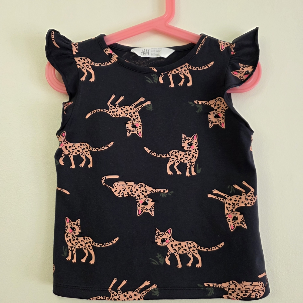 H&M Black Tank Top with Pink Leopard Print - Girls